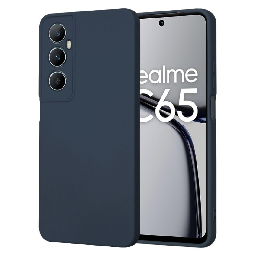 Θήκη Πλάτης Σιλικόνης Απλή για Realme C65 - Χρώμα: Σκούρο Μπλε