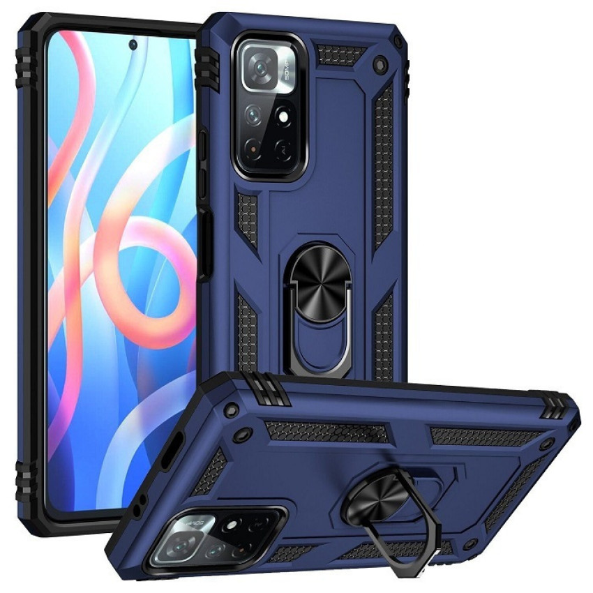 Σκληρή Θήκη Πλάτης Motomo με Δαχτυλίδι για Xiaomi Poco M4 Pro 5G - Χρώμα: Μπλε