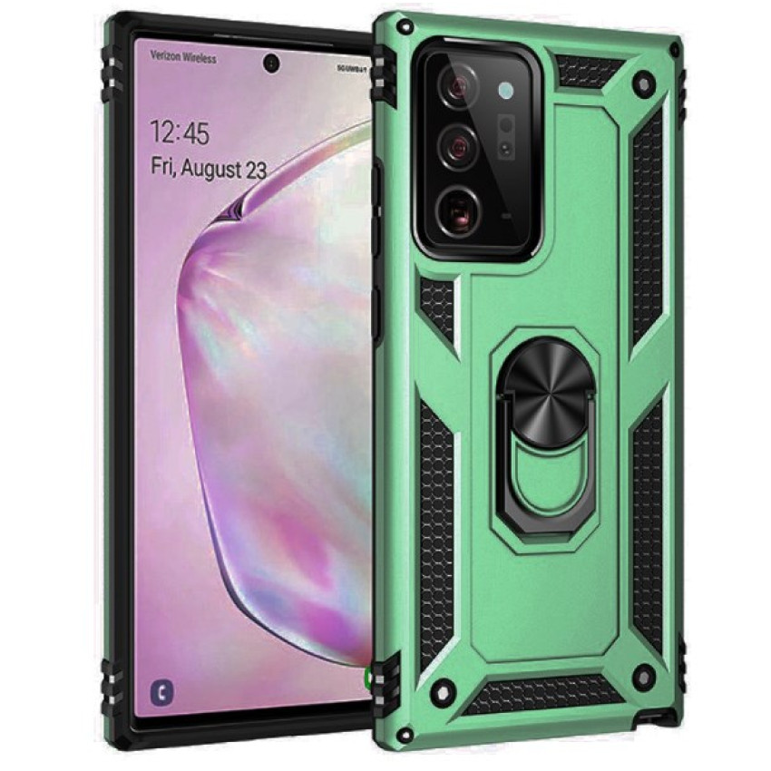 Σκληρή Θήκη Πλάτης Armor με Βάση Στήριξης για Samsung Galaxy Note 20 Ultra - Χρώμα: Σκούρο Πράσινο