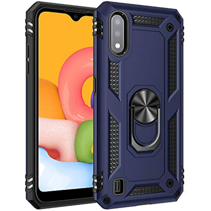 Σκληρή Θήκη Πλάτης Armor με Βάση Στήριξης για Samsung Galaxy A01 - Χρώμα: Σκούρο Μπλέ
