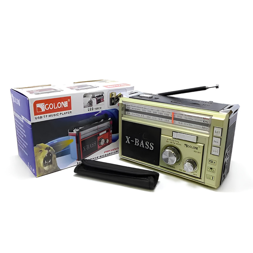 GOLON RX-381 Φορητό Επαναφορτιζόμενο Ραδιόφωνο Μπαταρίας με USB - Χρώμα: Χρυσό