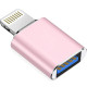 VDENMENV DU16 Μετατροπέας Lightning Male σε USB-A 3.0 Female - Χρώμα: Ροζ Χρυσό