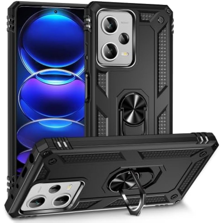 Σκληρή Θήκη Πλάτης Armor με Βάση Στήριξης για Xiaomi Redmi Note 12 Pro 5G/Poco X5 Pro - Χρώμα: Μαύρο