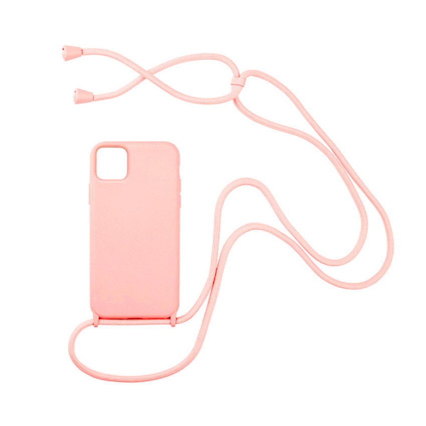 Θήκη Σιλικόνης με Λουράκι για iPhone 15 - Χρώμα: Ροζ