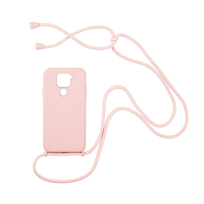 Θήκη Σιλικόνης με Λουράκι για Xiaomi Redmi Note 9 - Χρώμα: Ροζ