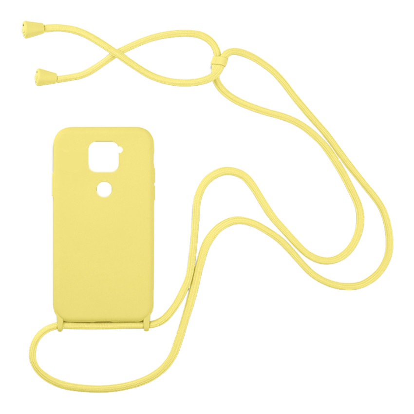 Θήκη Σιλικόνης με Λουράκι για Xiaomi Redmi Note 9 - Χρώμα: Κίτρινο