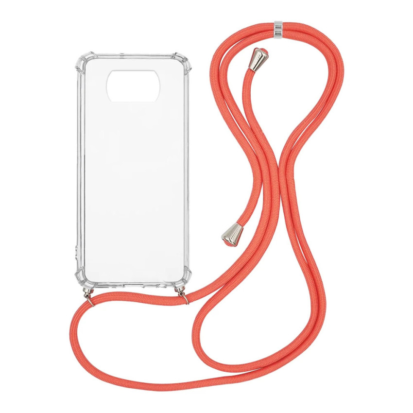 Θήκη Σιλικόνης Πλάτης με Κοραλί Λουράκι για Xiaomi Poco X3 / X3 Pro - Χρώμα: Διάφανο