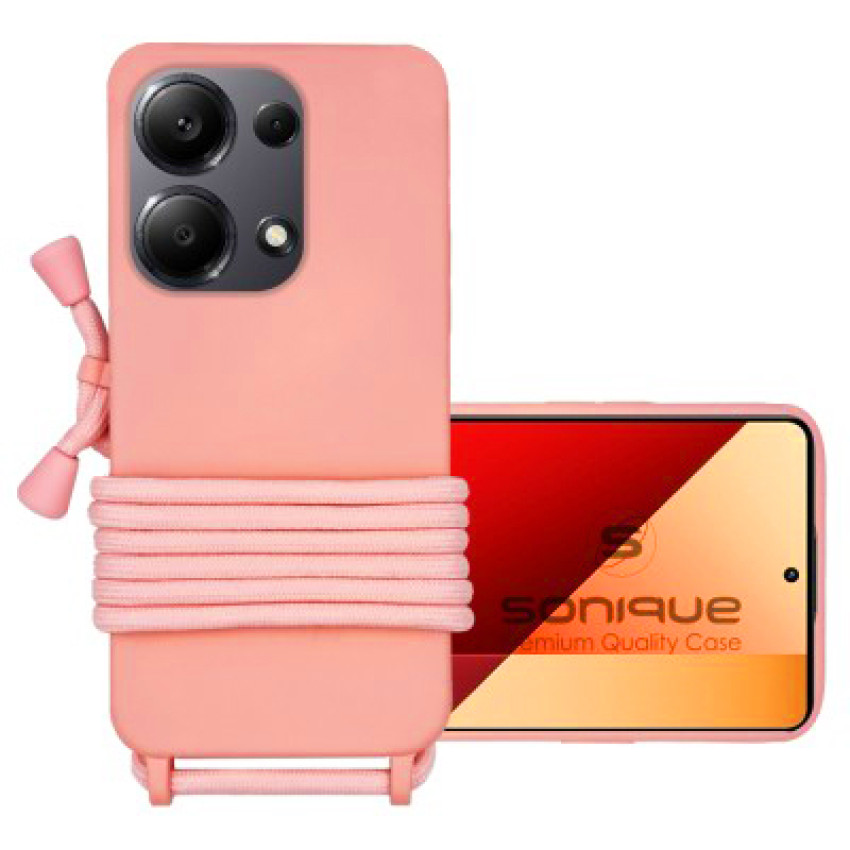 Θήκη Σιλικόνης με Λουράκι για Xiaomi Redmi Note 13 Pro 4G - Χρώμα: Ροζ