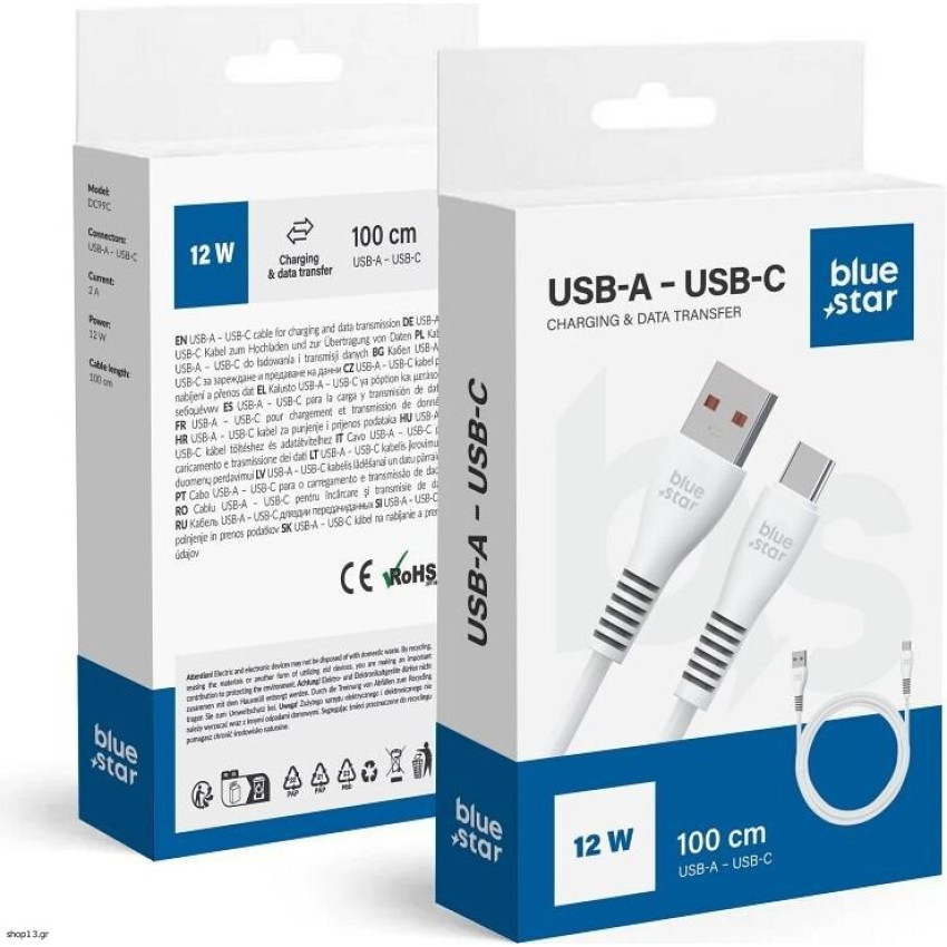 Bluestar DC99C Καλώδιο USB-A σε Type-C 12W 1m - Χρώμα: Λευκό