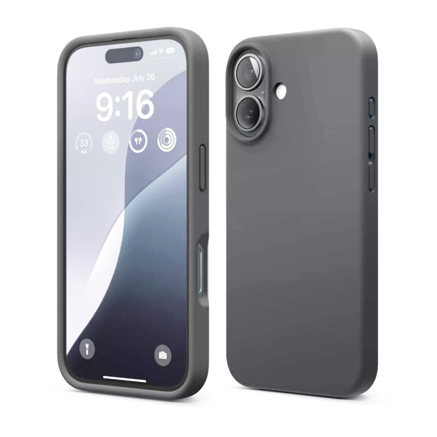 Θήκη Πλάτης Σιλικόνης Soft για Apple iPhone 16 Plus - Χρώμα: Σκούρο Γκρί
