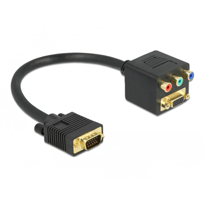 Καλώδιο Μετατροπέας VGA Male σε VGA + 3x RCA Female 10cm 99006 - Χρώμα: Μαύρο