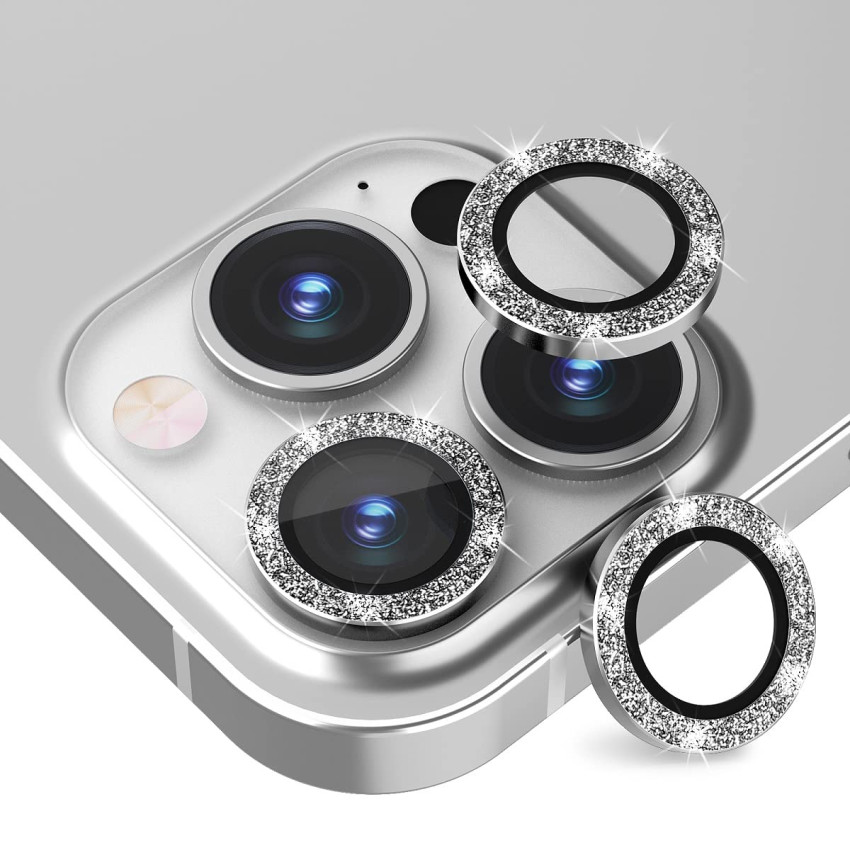 Τζαμάκι Προστασίας Κάμερας Glitter για iPhone 14 / 14 Plus - Χρώμα: Ασημί