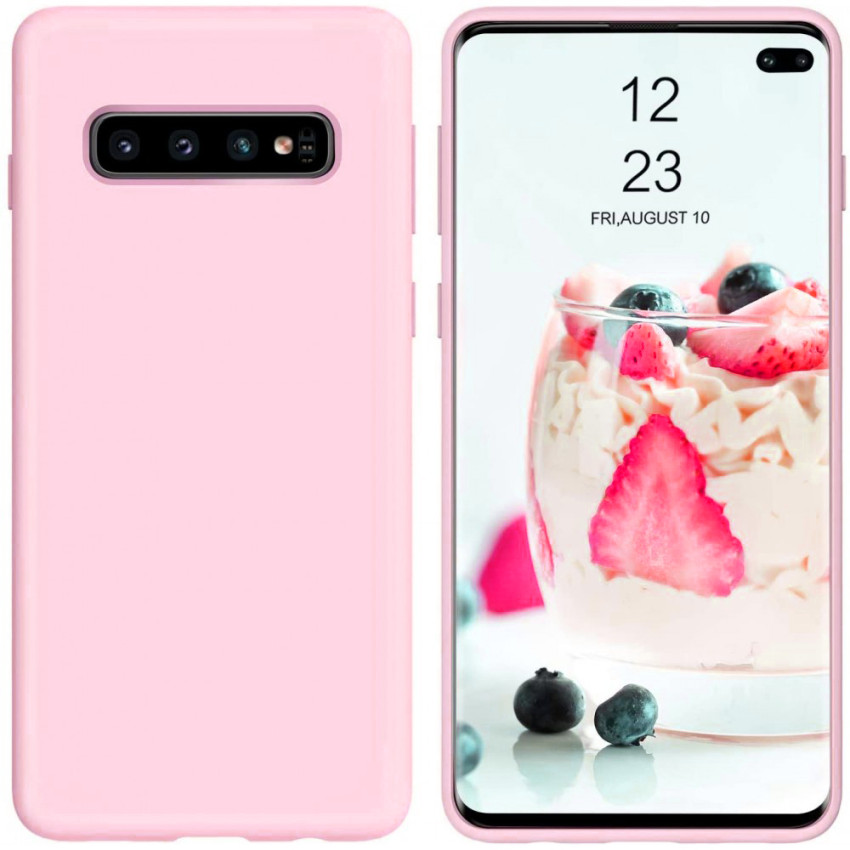 Θήκη Πλάτης Σιλικόνης Απλή για Samsung Galaxy S10 Plus - Χρώμα: Ρόζ Απαλό