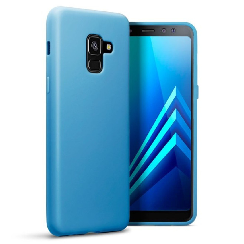 Θήκη Πλάτης Σιλικόνης Απλή για Samsung Galaxy A8 2018 - Χρώμα: Γαλάζιο