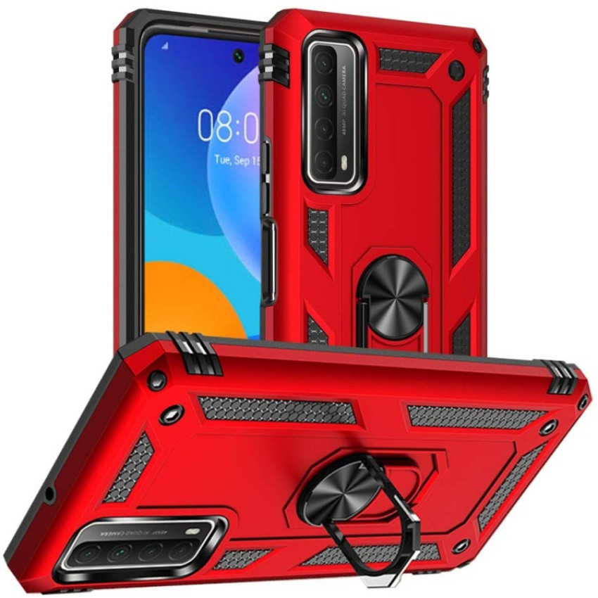 Σκληρή Θήκη Πλάτης Armor με Βάση Στήριξης για Huawei P40 - Χρώμα: Κόκκινο