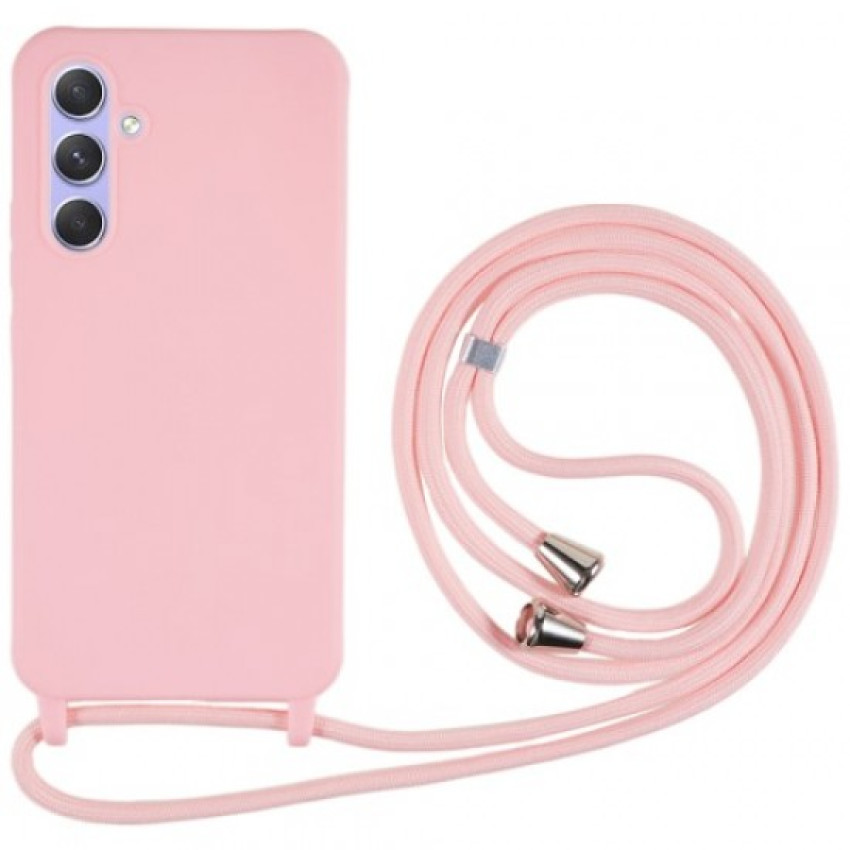 Θήκη Σιλικόνης με Λουράκι για Samsung Galaxy A15 4G / 5G - Χρώμα: Ροζ