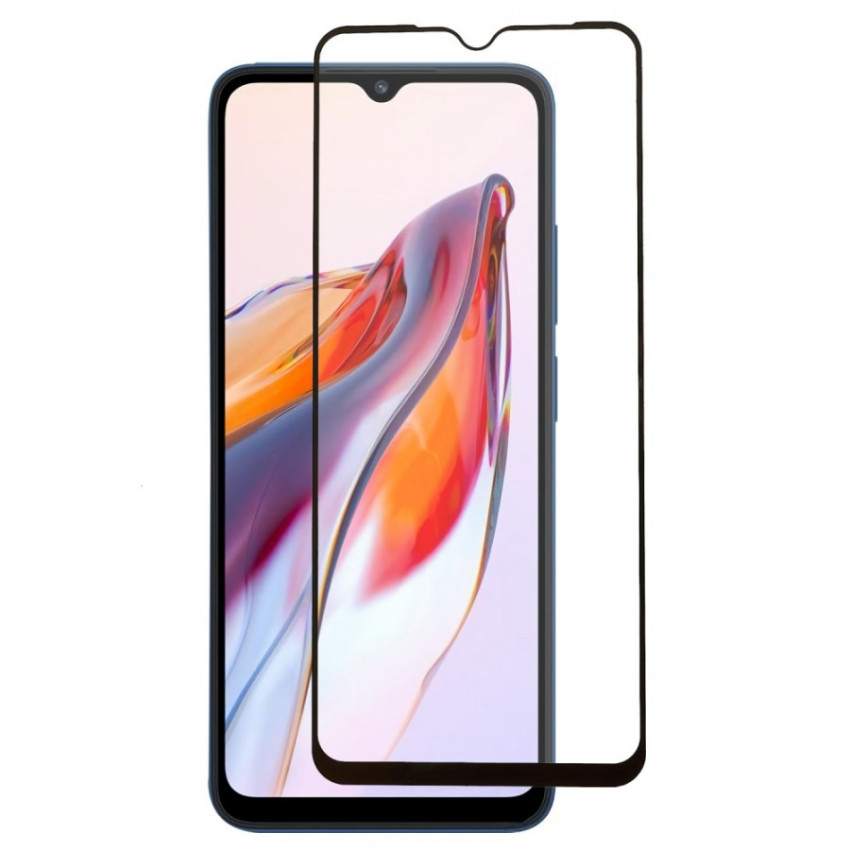 Full Cover Full Glue Tζαμάκι Προστασίας Οθόνης για Xiaomi Redmi 10C / 12C - Χρώμα: Μαύρο