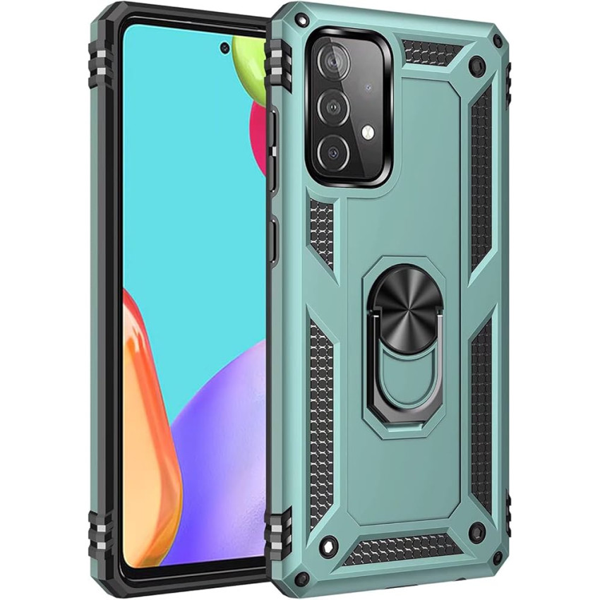 Σκληρή Θήκη Πλάτης Armor με Βάση Στήριξης για Samsung Galaxy A34 - Χρώμα: Σκούρο Πράσινο