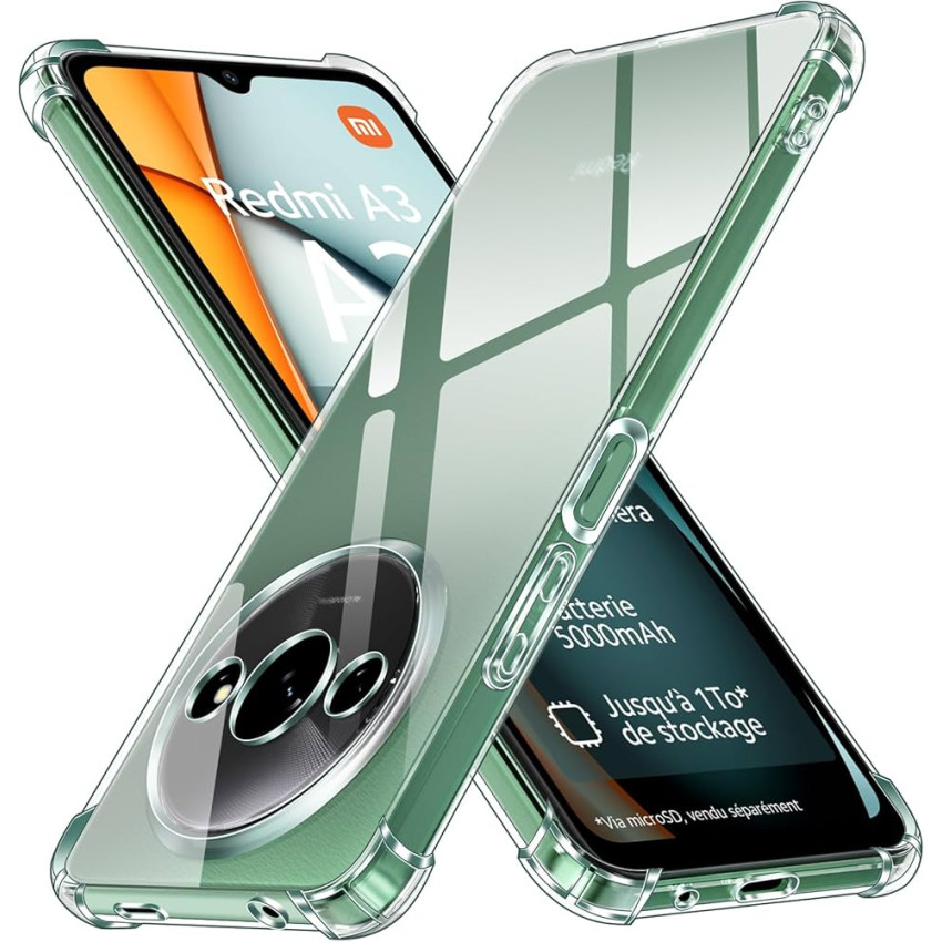 Θήκη Πλάτης Σιλικόνης Anti Shock για Xiaomi Redmi A3 - Χρώμα: Διάφανο