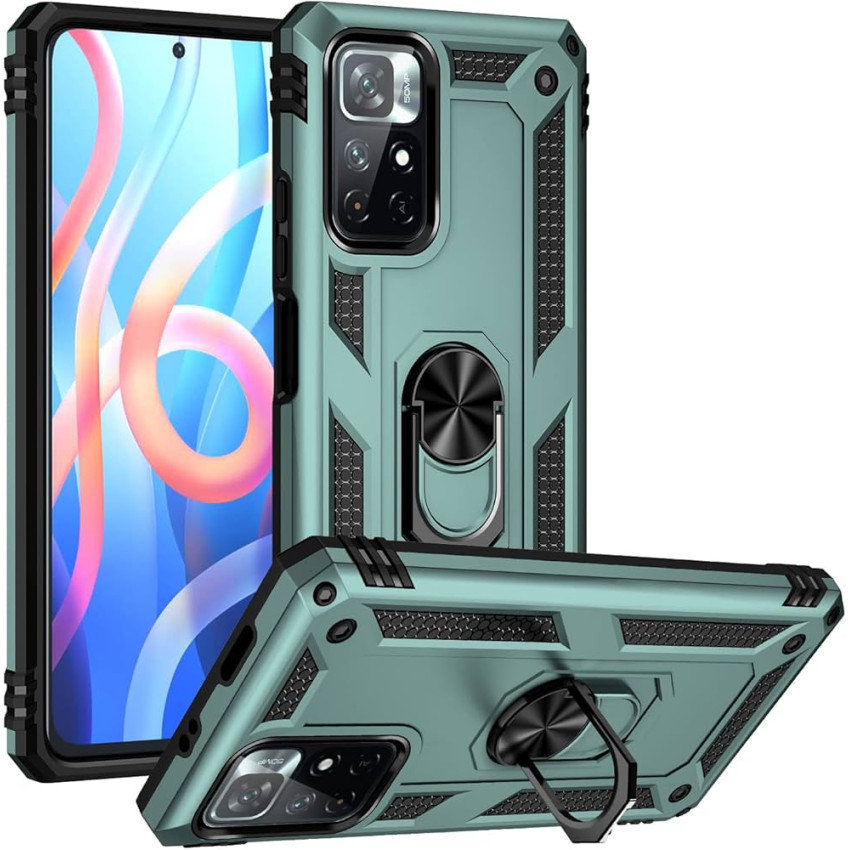 Σκληρή Θήκη Πλάτης Armor με Βάση Στήριξης για Xiaomi Poco M4 Pro 5G - Χρώμα: Πράσινο