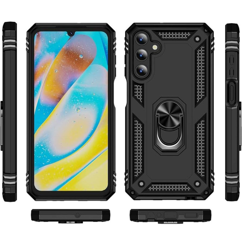 Σκληρή Θήκη Πλάτης Armor με Βάση Στήριξης για Samsung Galaxy A05S - Χρώμα: Μαύρο