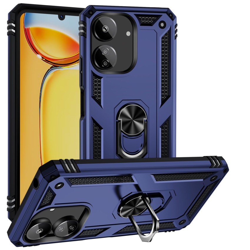 Σκληρή Θήκη Πλάτης Armor με Βάση Στήριξης για Xiaomi Redmi 13C / Poco C65 - Χρώμα: Σκούρο Μπλε