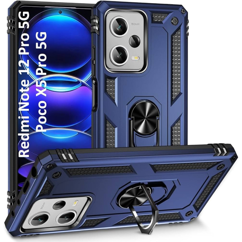Σκληρή Θήκη Πλάτης Armor με Βάση Στήριξης για Xiaomi Redmi Note 12 Pro 5G / Poco X5 Pro - Χρώμα: Σκούρο Μπλέ
