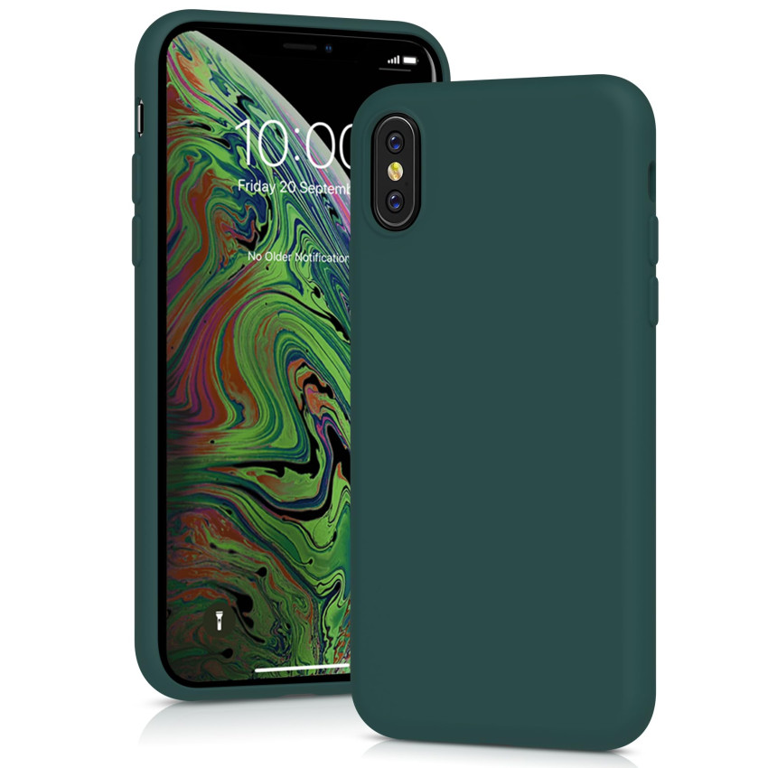 Θήκη Πλάτης Σιλικόνης Soft για Apple iPhone X/XS - Χρώμα: Σκούρο Πράσινο