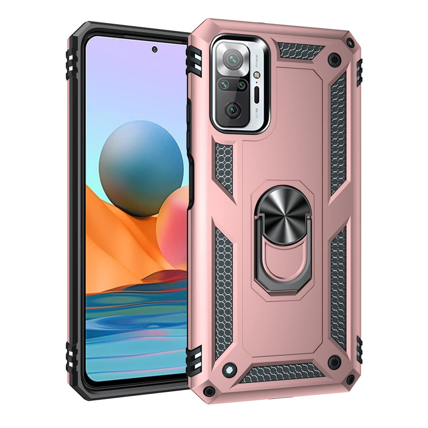 Σκληρή Θήκη Πλάτης Armor με Βάση Στήριξης για Xiaomi Redmi Note 10 Pro - Χρώμα: Ρόζ Χρυσό