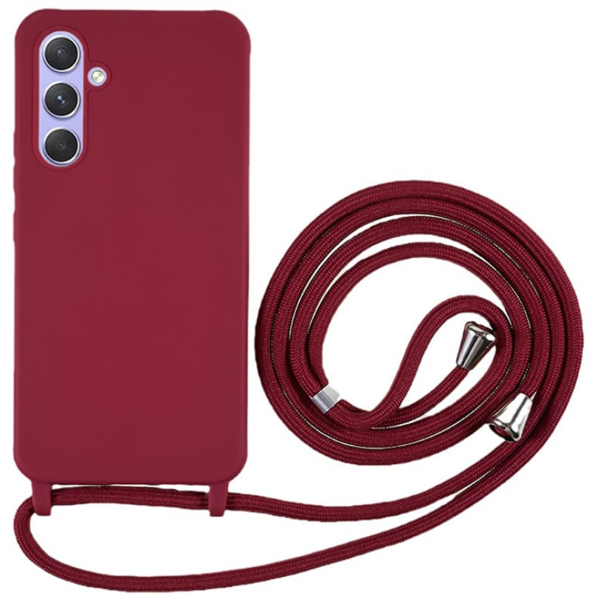 Θήκη Πλάτης Σιλικόνης με Λουράκι για Samsung Galaxy A25 5G - Χρώμα: Μπορντό