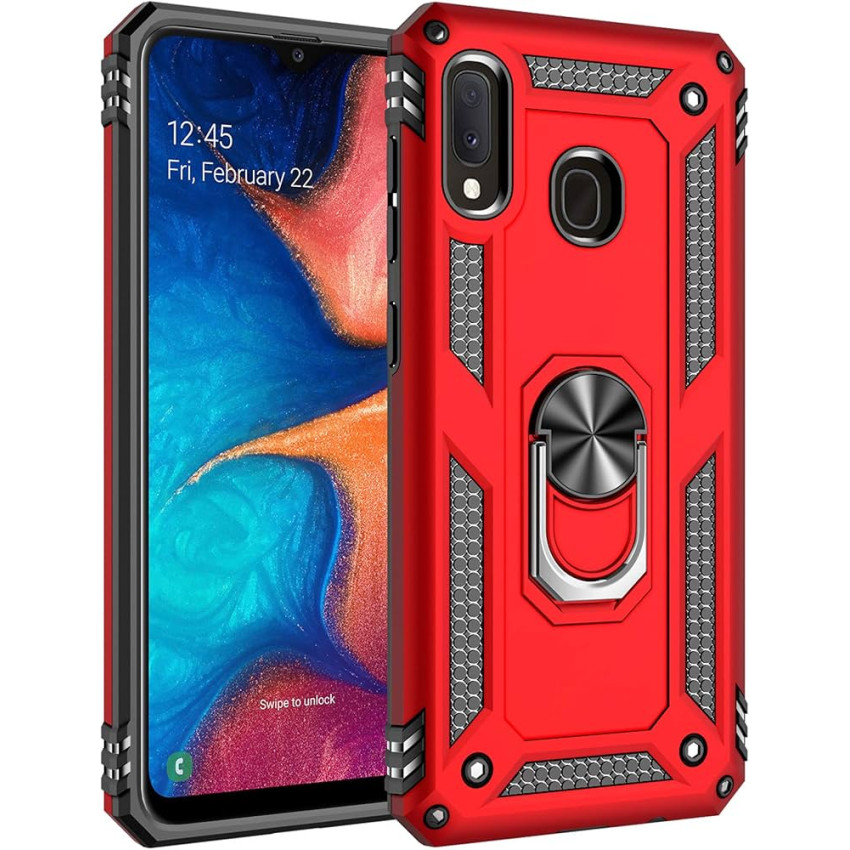 Σκληρή Θήκη Πλάτης Armor με Βάση Στήριξης για Samsung Galaxy A20E - Χρώμα: Κόκκινο