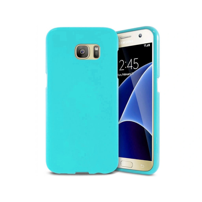 Θήκη Πλάτης Σιλικόνης Απλή για Samsung Galaxy S7 Edge - Χρώμα: Γαλάζιο