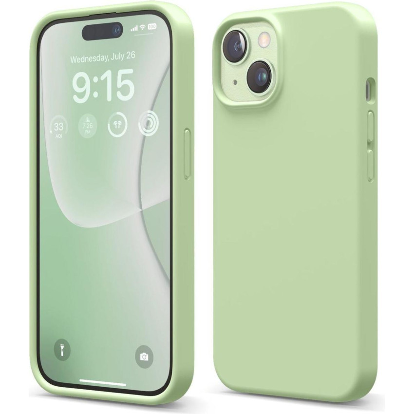 Θήκη Πλάτης Σιλικόνης Soft για iPhone 15 Plus - Χρώμα: Απαλό Πράσινο