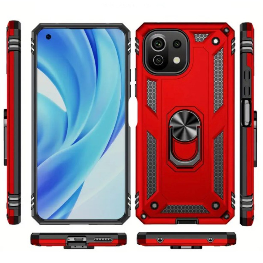 Σκληρή Θήκη Πλάτης Armor με Βάση Στήριξης για Xiaomi Redmi A1/Redmi A2 - Χρώμα: Κόκκινο