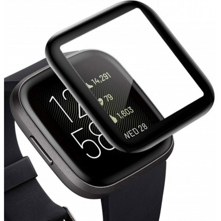 Full Cover Full Glue Tζαμάκι Προστασίας Οθόνης Ρολογίου για Fitbit Versa 3 40mm - Χρώμα: Μαύρο