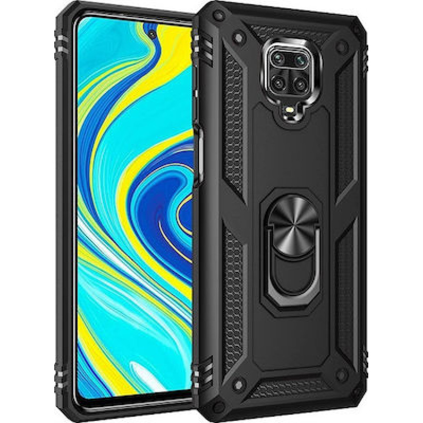 Σκληρή Θήκη Πλάτης Armor με Βάση Στήριξης για Xiaomi Redmi 9 - Χρώμα: Μαύρο