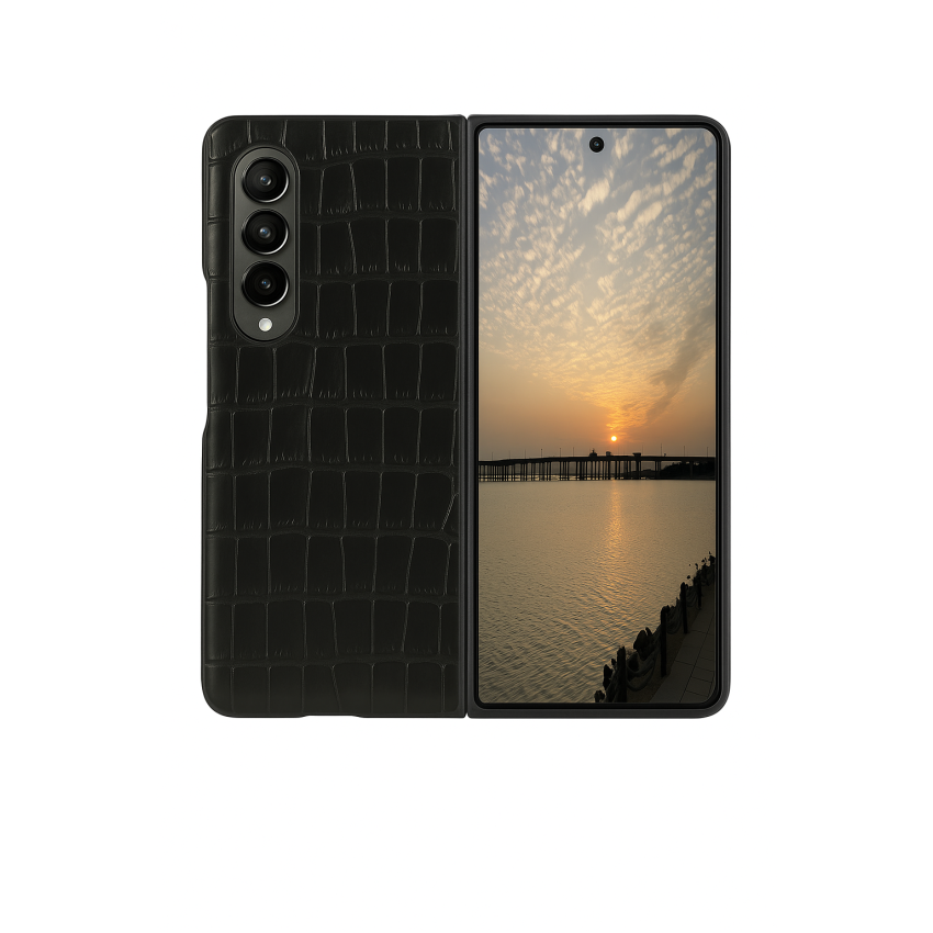 360 Full Cover S2 Πλαστική Ανθεκτική Θήκη Δερματίνη Σετ με Τζαμάκι για  Samsung Galaxy Z Fold 3 Χρώμα: Μαύρο