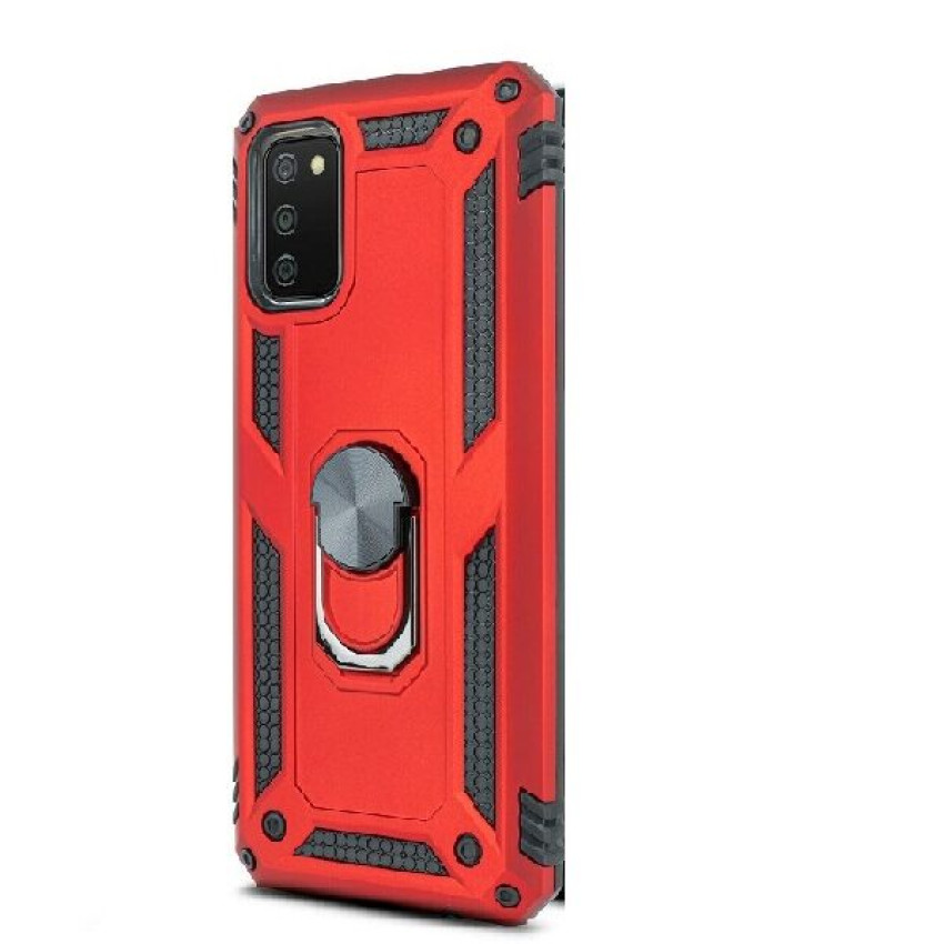 Σκληρή Θήκη Πλάτης Armor με Βάση Στήριξης για Samsung Galaxy A03S - Χρώμα: Κόκκινο