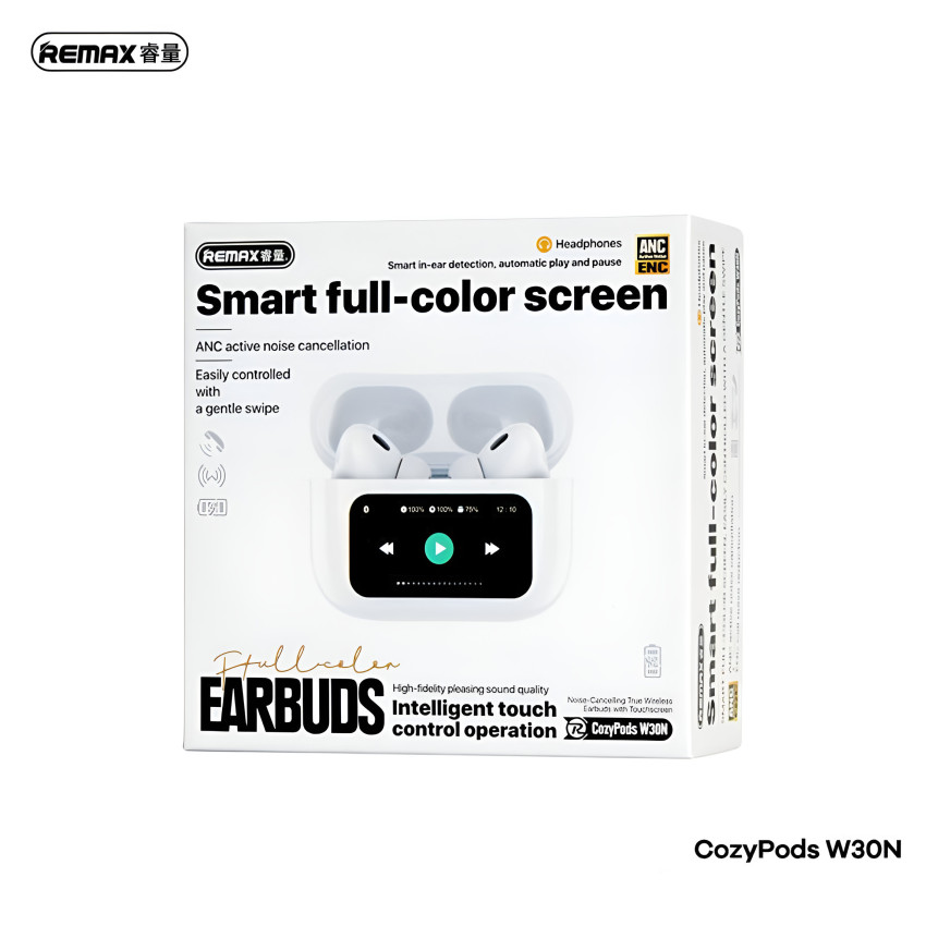 REMAX CozyPods W30N Ασύρματα Bluetooth Ακουστικά με Θήκη Φόρτισης In-Ear TWS Wireless Earbuds - Χρώμα: Λευκό