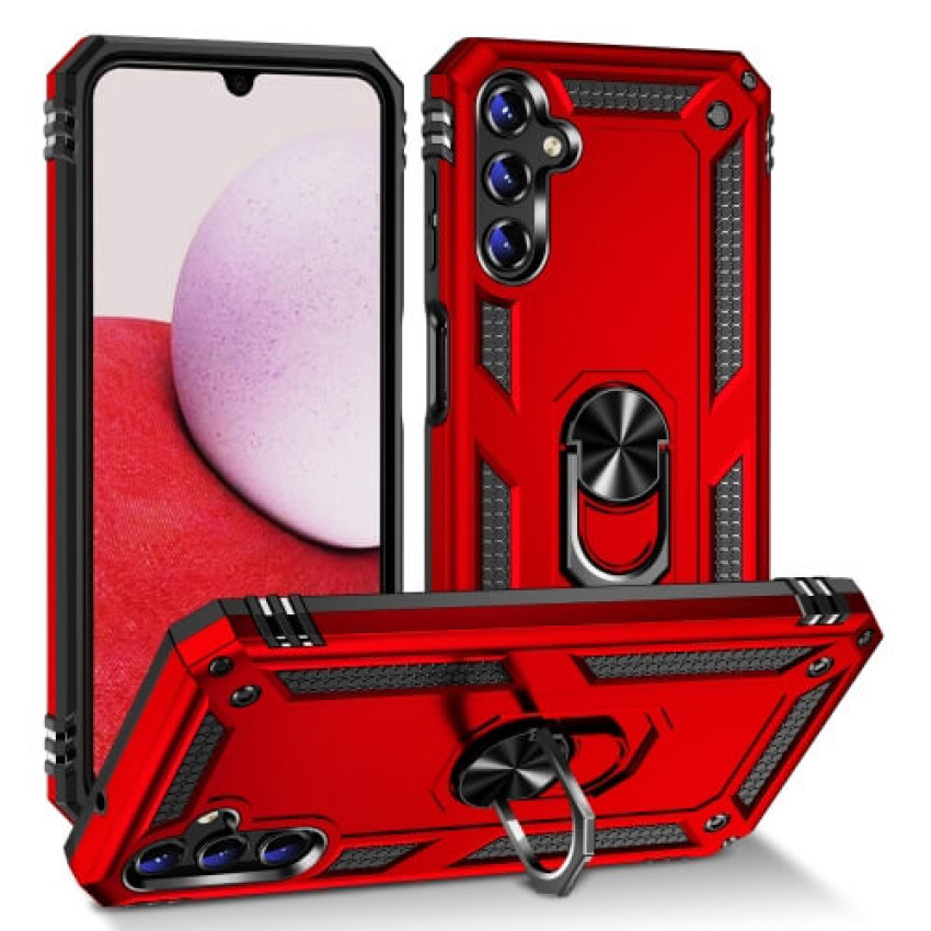 Σκληρή Θήκη Πλάτης Armor με Βάση Στήριξης για Samsung Galaxy A55 - Χρώμα: Κόκκινο