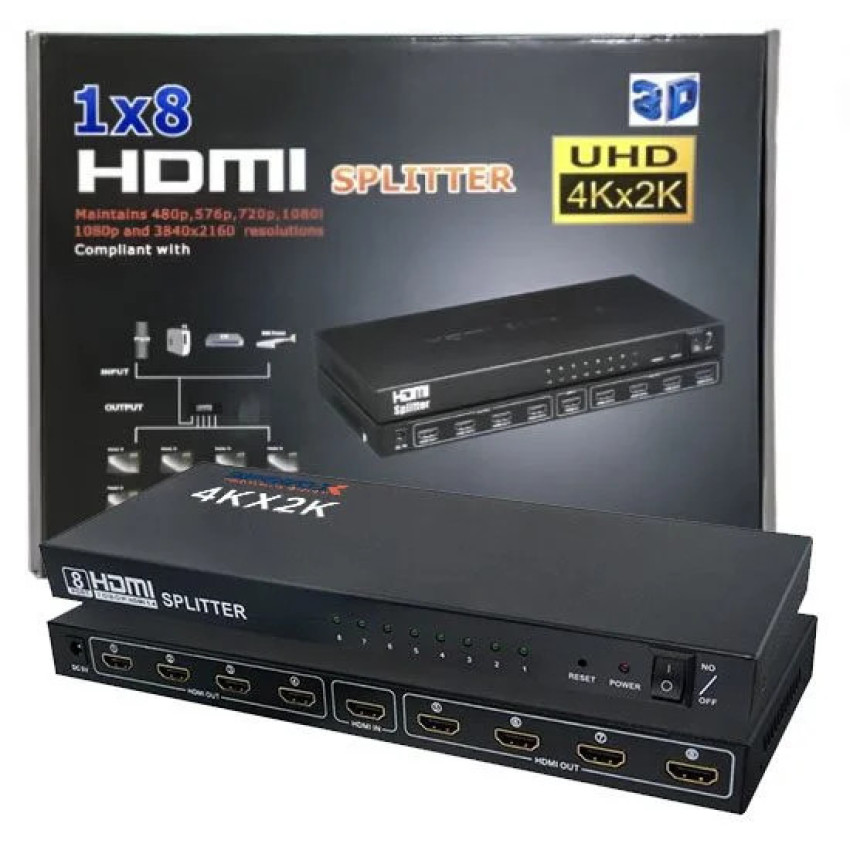 HDMI Splitter 8 Port 2K 4K - Χρώμα: Μαύρο