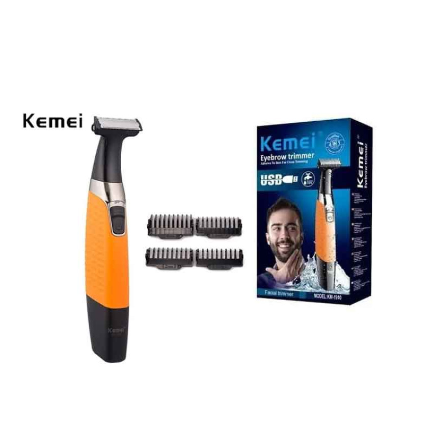 KEMEI KM-1910 Facial Trimmer Επαναφορτιζόμενη Ξυριστική Μηχανή Προσώπου / Σώματος - Χρώμα: Μαύρο / Πορτοκαλί