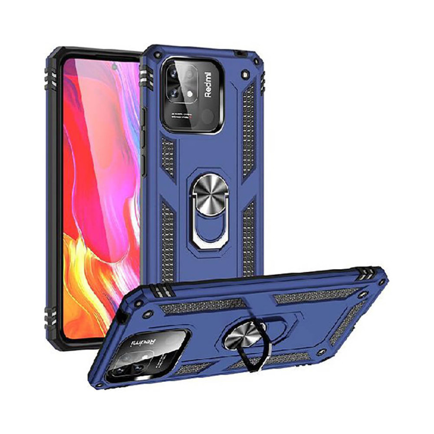 Σκληρή Θήκη Πλάτης Armor με Βάση Στήριξης για Xiaomi Redmi 10C - Χρώμα: Σκούρο Μπλέ