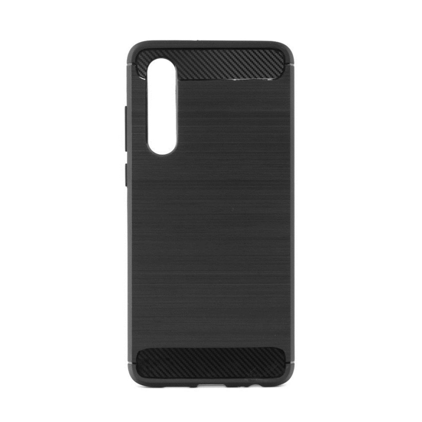 Θήκη Πλάτης Σιλικόνης Carbon για Huawei P30 - Χρώμα: Μαύρο
