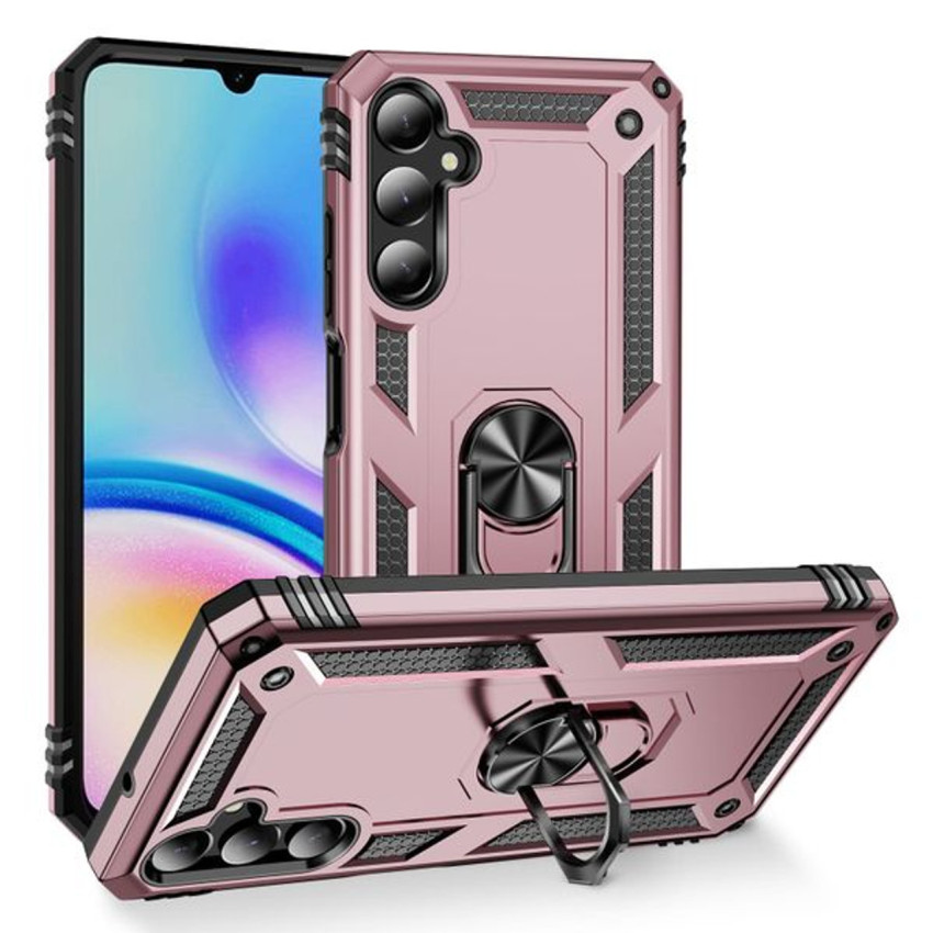 Σκληρή Θήκη Πλάτης Armor με Βάση Στήριξης για Samsung Galaxy A05 - Χρώμα: Ρόζ Χρυσό