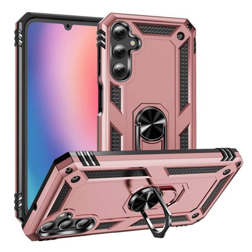 Σκληρή Θήκη Πλάτης Armor με Βάση Στήριξης για Samsung Galaxy A25 - Χρώμα: Ρόζ Χρυσό
