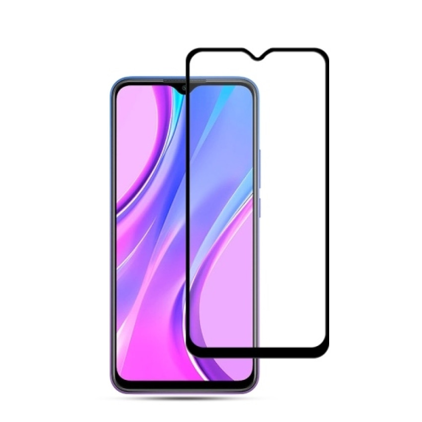 Full Cover Full Glue Tζαμάκι Προστασίας Οθόνης για Xiaomi Redmi 9 - Χρώμα: Μαύρο