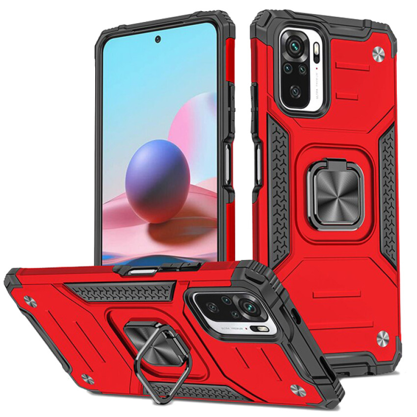 Σκληρή Θήκη Πλάτης Armor με Βάση Στήριξης για Xiaomi Poco M5S - Χρώμα: Κόκκινο