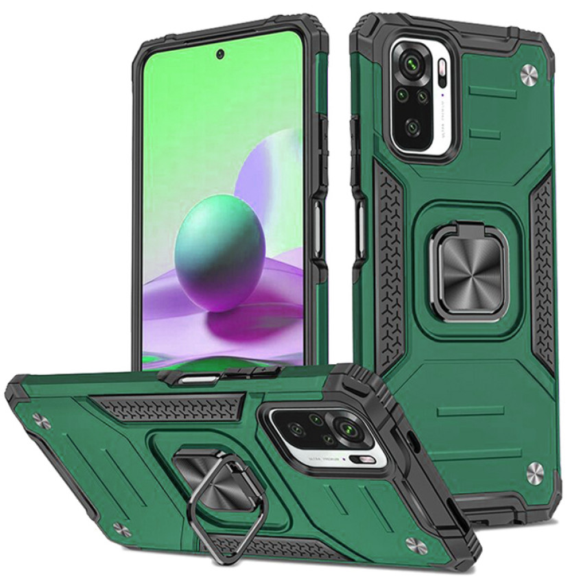 Σκληρή Θήκη Πλάτης Armor με Βάση Στήριξης για Xiaomi Poco M5S - Χρώμα: Σκούρο Πράσινο