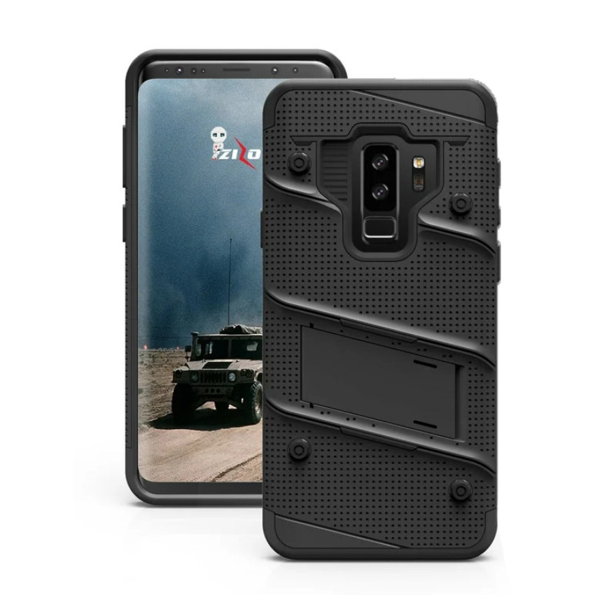 Σκληρή Θήκη Πλάτης Armor με Βάση Στήριξης (S1) για Samsung Galaxy S9 Plus - Χρώμα: Μαύρο